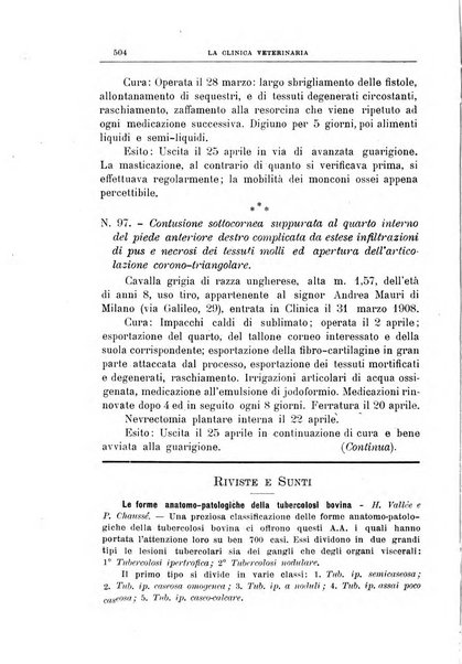 La clinica veterinaria rivista di medicina e chirurgia pratica degli animali domestici