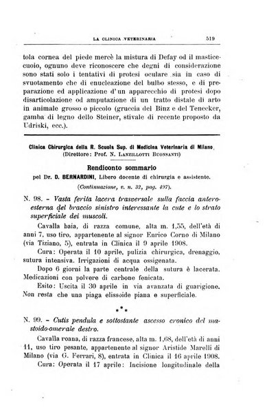 La clinica veterinaria rivista di medicina e chirurgia pratica degli animali domestici