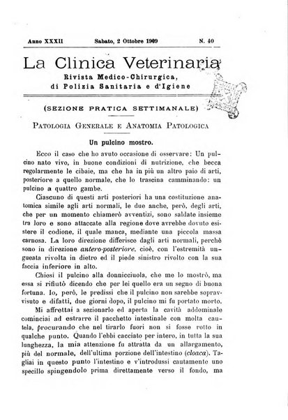 La clinica veterinaria rivista di medicina e chirurgia pratica degli animali domestici