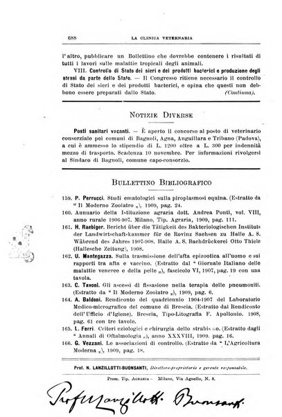 La clinica veterinaria rivista di medicina e chirurgia pratica degli animali domestici