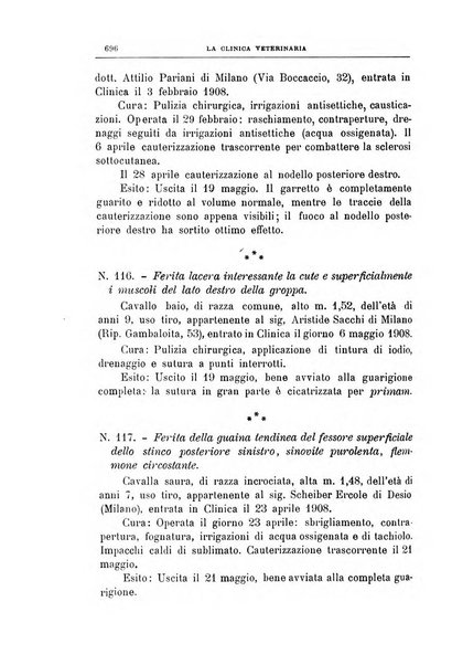 La clinica veterinaria rivista di medicina e chirurgia pratica degli animali domestici