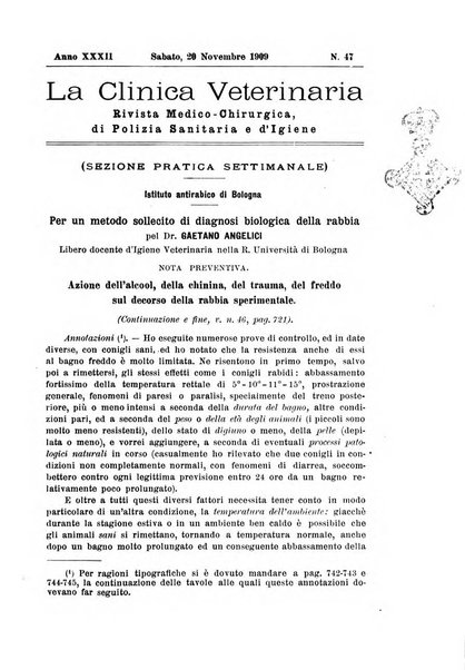 La clinica veterinaria rivista di medicina e chirurgia pratica degli animali domestici