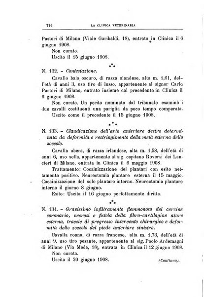 La clinica veterinaria rivista di medicina e chirurgia pratica degli animali domestici