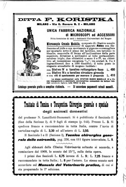 La clinica veterinaria rivista di medicina e chirurgia pratica degli animali domestici