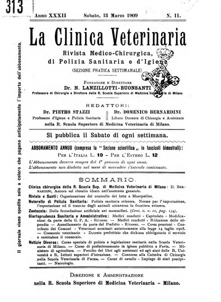 La clinica veterinaria rivista di medicina e chirurgia pratica degli animali domestici