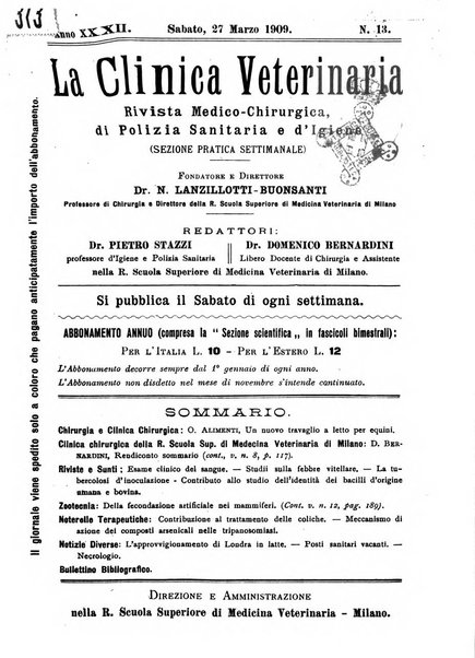 La clinica veterinaria rivista di medicina e chirurgia pratica degli animali domestici