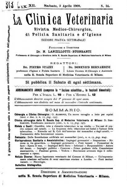 La clinica veterinaria rivista di medicina e chirurgia pratica degli animali domestici