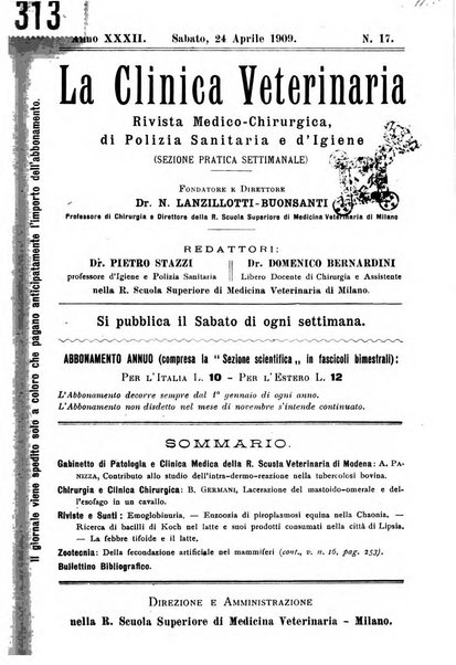 La clinica veterinaria rivista di medicina e chirurgia pratica degli animali domestici