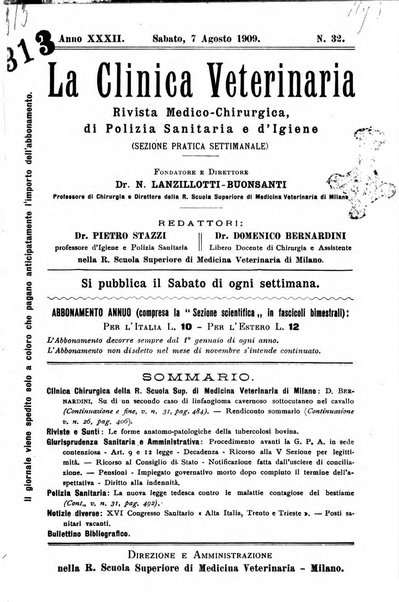 La clinica veterinaria rivista di medicina e chirurgia pratica degli animali domestici