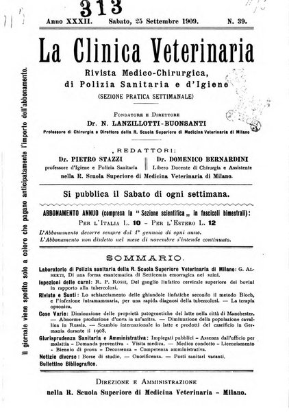 La clinica veterinaria rivista di medicina e chirurgia pratica degli animali domestici