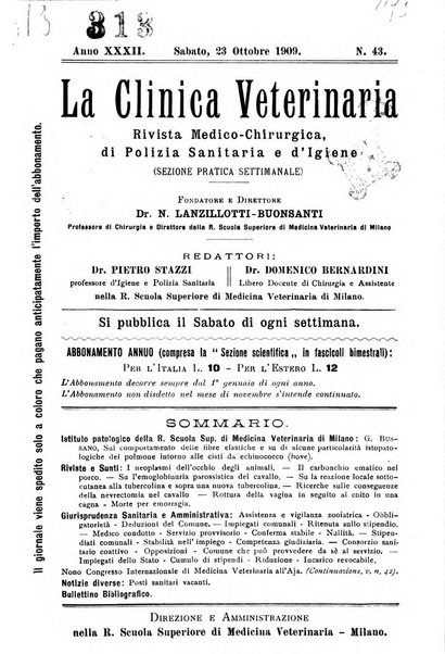 La clinica veterinaria rivista di medicina e chirurgia pratica degli animali domestici