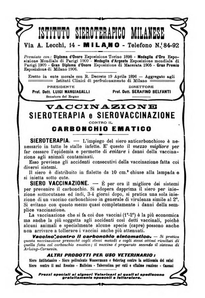 La clinica veterinaria rivista di medicina e chirurgia pratica degli animali domestici