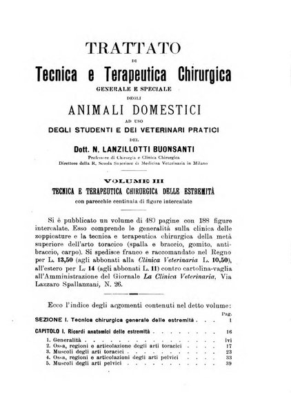 La clinica veterinaria rivista di medicina e chirurgia pratica degli animali domestici