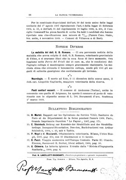 La clinica veterinaria rivista di medicina e chirurgia pratica degli animali domestici