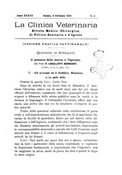 La clinica veterinaria rivista di medicina e chirurgia pratica degli animali domestici