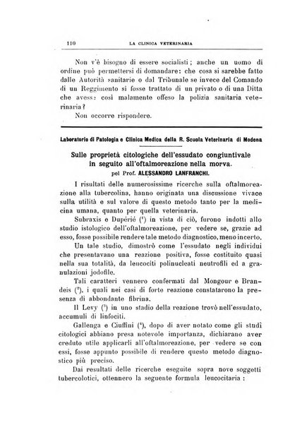 La clinica veterinaria rivista di medicina e chirurgia pratica degli animali domestici