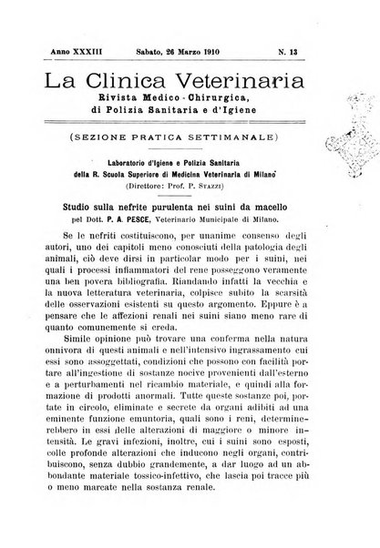 La clinica veterinaria rivista di medicina e chirurgia pratica degli animali domestici