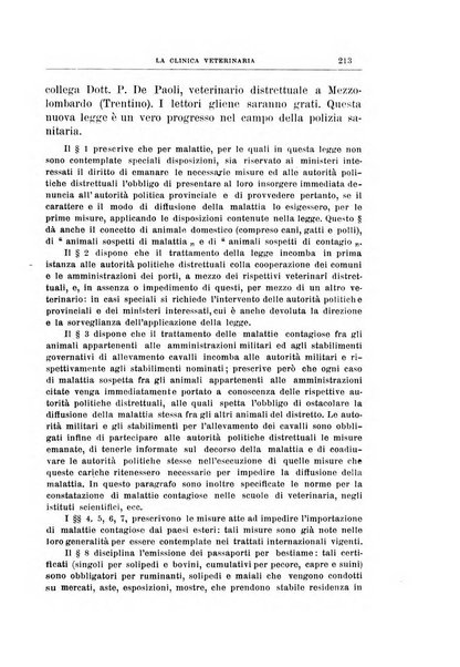 La clinica veterinaria rivista di medicina e chirurgia pratica degli animali domestici