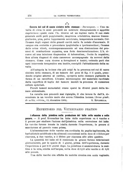 La clinica veterinaria rivista di medicina e chirurgia pratica degli animali domestici