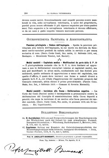 La clinica veterinaria rivista di medicina e chirurgia pratica degli animali domestici