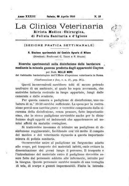 La clinica veterinaria rivista di medicina e chirurgia pratica degli animali domestici