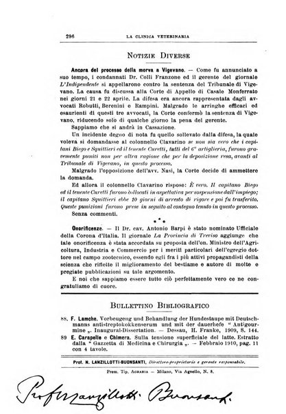 La clinica veterinaria rivista di medicina e chirurgia pratica degli animali domestici