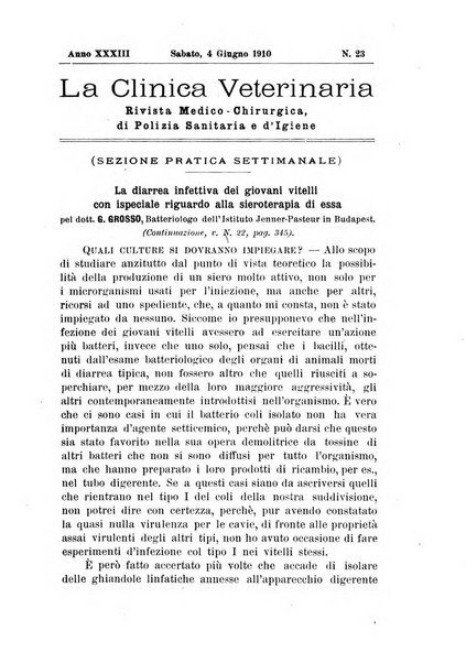 La clinica veterinaria rivista di medicina e chirurgia pratica degli animali domestici