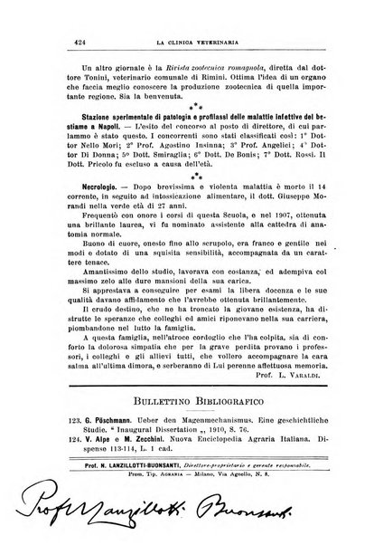 La clinica veterinaria rivista di medicina e chirurgia pratica degli animali domestici