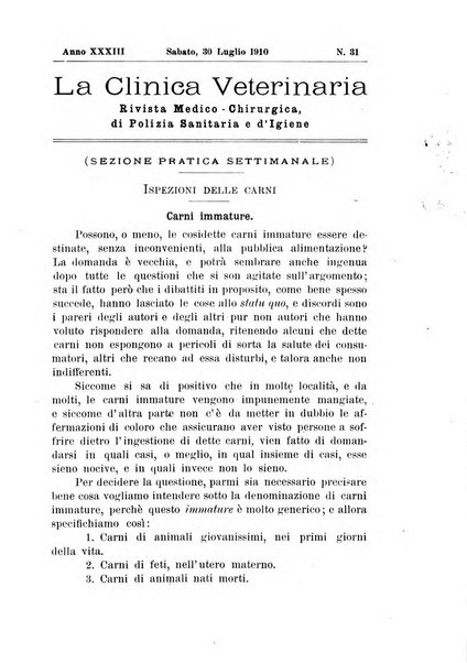 La clinica veterinaria rivista di medicina e chirurgia pratica degli animali domestici