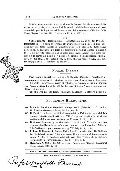 La clinica veterinaria rivista di medicina e chirurgia pratica degli animali domestici