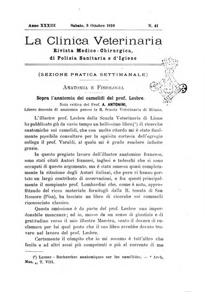 La clinica veterinaria rivista di medicina e chirurgia pratica degli animali domestici