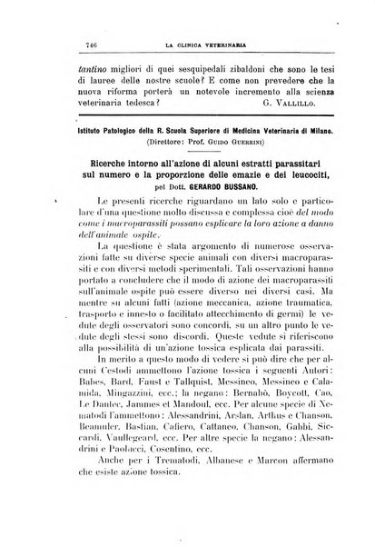 La clinica veterinaria rivista di medicina e chirurgia pratica degli animali domestici