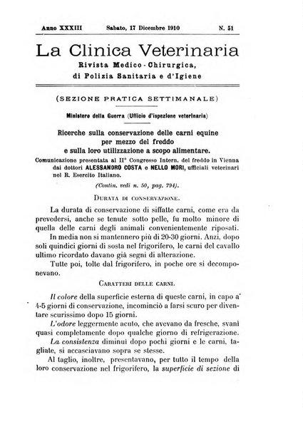 La clinica veterinaria rivista di medicina e chirurgia pratica degli animali domestici