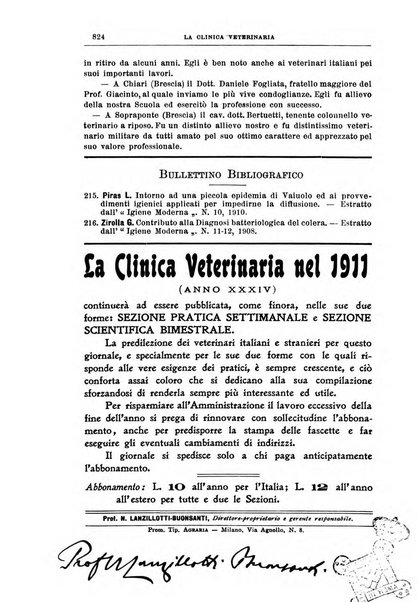 La clinica veterinaria rivista di medicina e chirurgia pratica degli animali domestici