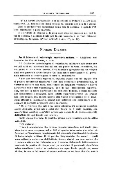 La clinica veterinaria rivista di medicina e chirurgia pratica degli animali domestici