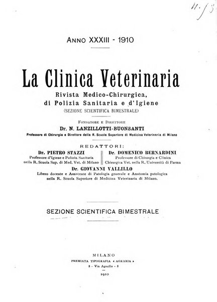 La clinica veterinaria rivista di medicina e chirurgia pratica degli animali domestici