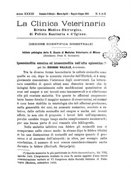 La clinica veterinaria rivista di medicina e chirurgia pratica degli animali domestici