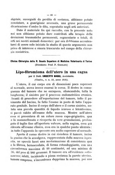 La clinica veterinaria rivista di medicina e chirurgia pratica degli animali domestici