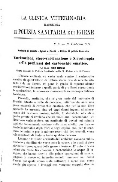 La clinica veterinaria rivista di medicina e chirurgia pratica degli animali domestici