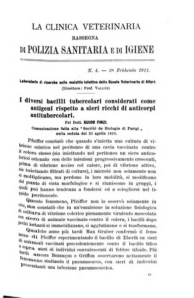 La clinica veterinaria rivista di medicina e chirurgia pratica degli animali domestici