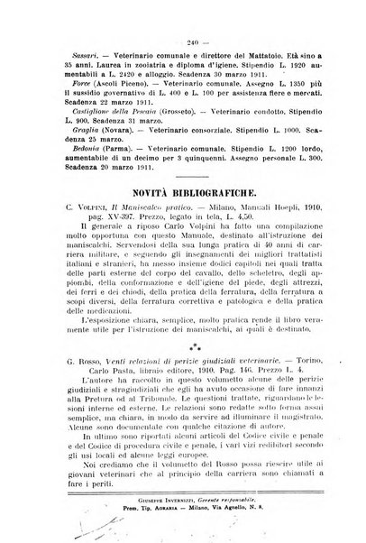 La clinica veterinaria rivista di medicina e chirurgia pratica degli animali domestici