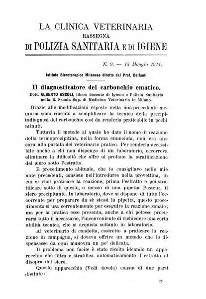 La clinica veterinaria rivista di medicina e chirurgia pratica degli animali domestici