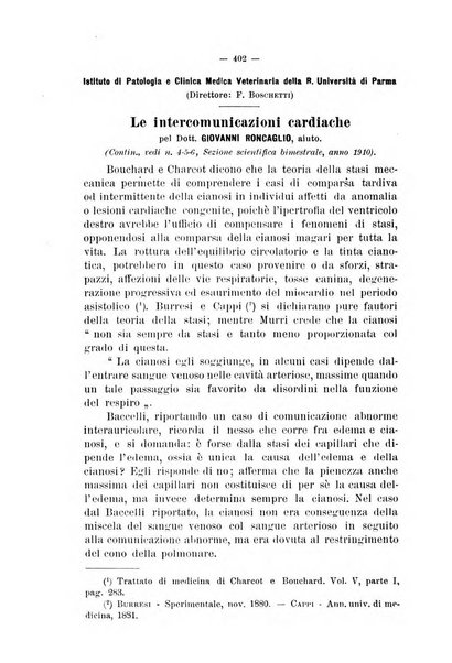 La clinica veterinaria rivista di medicina e chirurgia pratica degli animali domestici