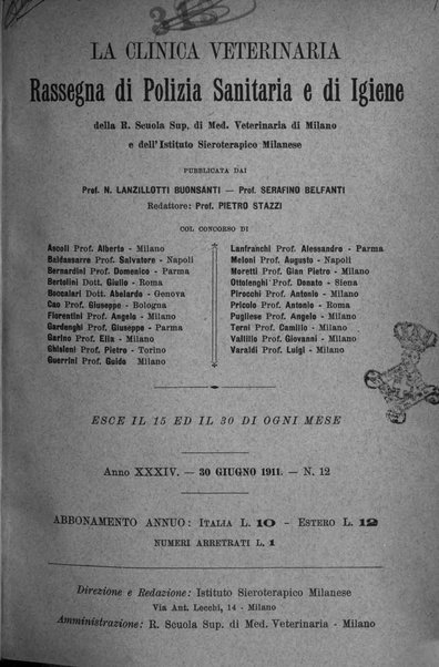 La clinica veterinaria rivista di medicina e chirurgia pratica degli animali domestici