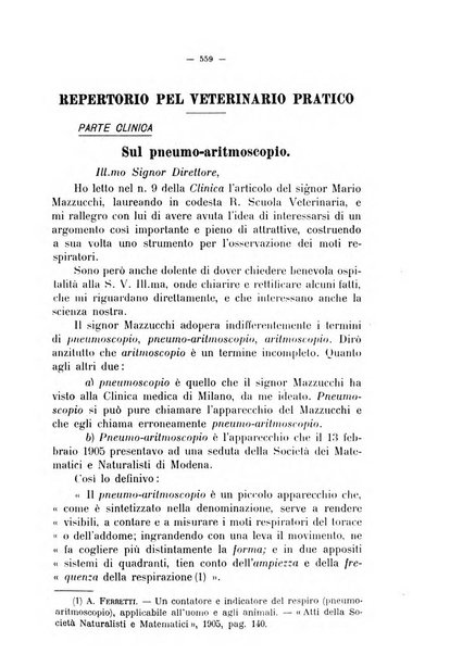 La clinica veterinaria rivista di medicina e chirurgia pratica degli animali domestici