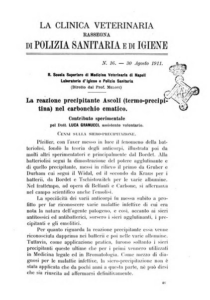 La clinica veterinaria rivista di medicina e chirurgia pratica degli animali domestici