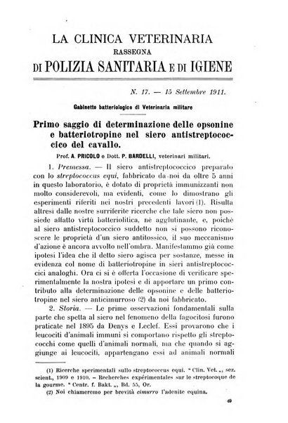 La clinica veterinaria rivista di medicina e chirurgia pratica degli animali domestici