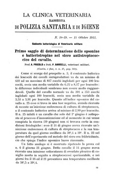 La clinica veterinaria rivista di medicina e chirurgia pratica degli animali domestici