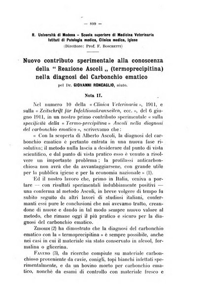 La clinica veterinaria rivista di medicina e chirurgia pratica degli animali domestici