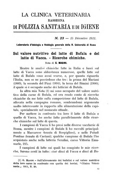 La clinica veterinaria rivista di medicina e chirurgia pratica degli animali domestici